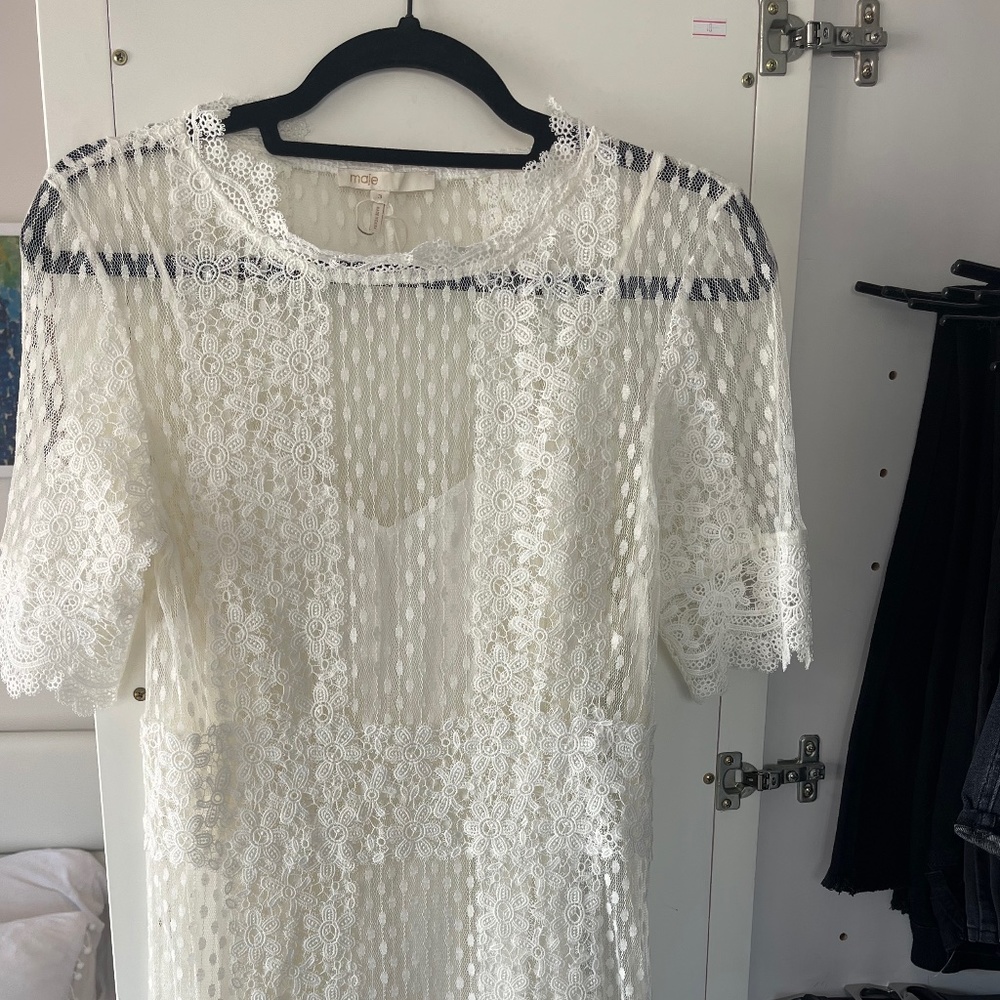 Maje Revanta Dress in White Lace